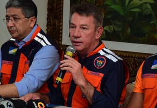 O governador Antonio Denarium durante coletiva de imprensa sobre a estiagem (Foto: Nilzete Franco/FolhaBV)