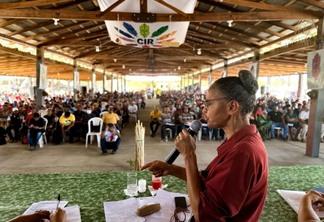 A ministra do Meio Ambiente e Mudança do Clima, Marina Silva, durante a 53ª Assembleia Geral dos Povos Indígenas (Foto: CIR)