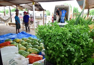 Associação Kapói recebeu melancia, pimenta de cheiro, cheiro-verde, leite em pó, maxixe e outros alimentos na última quinta-feira (1º). (Foto: Nilzete Franco/FolhaBV)