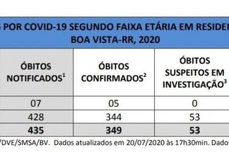 Dados dos óbitos registrados em Boa Vista (Foto: Reprodução SMSA)