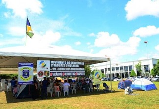 Assembleia do Sintraima acontecerá em tenda montada em frente ao Palácio Senador Hélio Campos (Foto: Nilzete Franco/Folha BV)