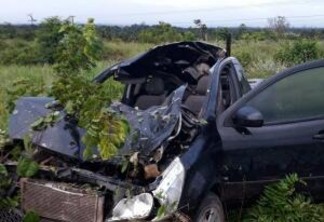 Duas pessoas estava dentro do veículo que colidiu em um cavalo que atravessou a BR-174 (Foto: Divulgação)