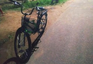 A bicicleta era conduzida por uma mulher de 26 anos, que trazia na garupa seus dois filhos, de 1 ano e  4 anos de idade (Foto: Aldenio Soares)