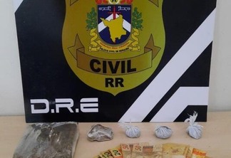 Policiais encontraram drogas e dinheiro com os suspeitos (Foto: PCRR)