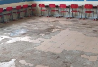 Sala de aula está com o piso danificado (Foto: Divulgação)