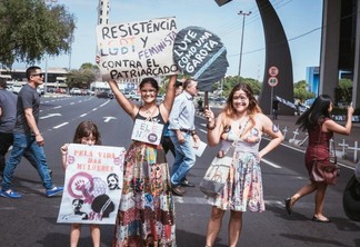 Manifestação do 08M em frente à Assembleia Legislativa de Roraima, em 2019. (Fotos: Benjamin Mast)