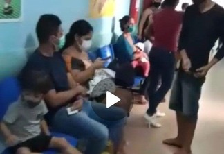 Relato é que pacientes vão embora sem conseguir atendimento (Foto: print video/FolhaBV)