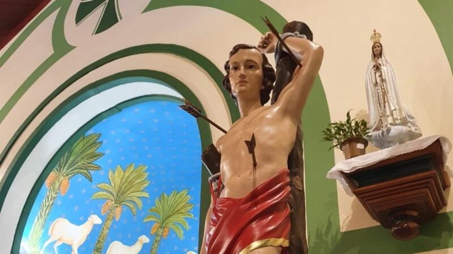 Estátua de São Sebastião na igreja do santo, no Centro de Boa Vista (Foto: Divulgação)