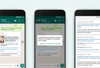 Nova ferramenta permite a checagem de mensagens diretamente no app, integrado ao Google - Divulgação WhatsApp