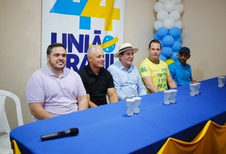 Gaúcho da Soja e seus apoiadores durante convenção partidária (Foto: Reprodução)