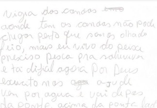 Trecho de carta relata pedido de ajuda ao Exército Brasileiro (Foto: Reprodução)
