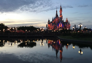 Shanghai, China – September 28, 2017: A photo taken at the sunset moment of shanghai Disneyland