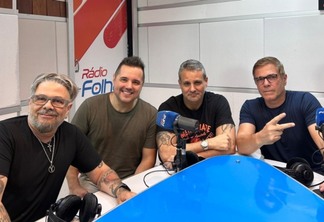 Banda Yahoo nos estúdios da Folha FM para entrevista ao programa Sabadou (Foto: FolhaBV)