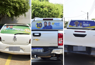 Carros adesivados dos candidatos a prefeito de Alto Alegre (Foto: Nilzete Franco/FolhaBV)