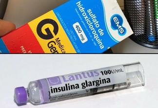 Insulina Glargina e da Hidroxocloroquina, medicamentos respectivamente necessários para o tratamento da Diabetes tipo 1 e do Lúpus (Foto: Divulgação)