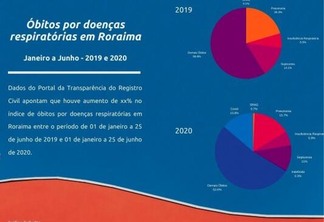 Óbitos por doenças respiratórias em Roraima (Infográfico: Paola Carvalho / FolhaBV)
