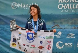 A atleta Kamilli Carvalho, de apenas 13 anos que nada pela 1ª vez a Copa Brasil 2020 de Maratonas Aquáticas (Foto: Divulgação)