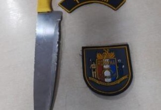 A faca utilizada pelo infrator foi entregue no 5º DP - Foto: Divulgação/PMRR