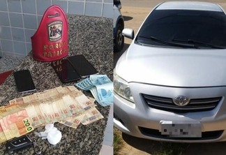 Dinheiro e carro apreendido com o presos - Foto: Divulgação/PMRR