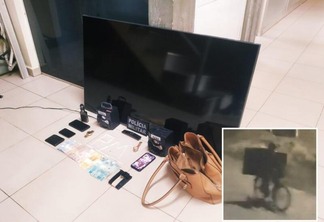 A mulher irá responder por recepção já que a TV foi encontrado em sua casa (Foto: Aldenio Soares)