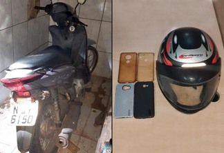 A motocicleta e um capacete foram encontrados em um terreno baldio (Foto: Divulgação)