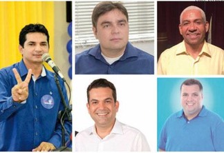 Candidatos Sandro Baré, Roberto Ramos, Kalil Coelho, Jeferson Alves e Alex Ladislau (Fotos: Divulgação)