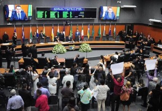 A votação que elegeu a nova mesa diretora da ALE-RR foi realizada na manhã desta terça-feira, 1º (Foto: Priscilla Torres/Folha BV)