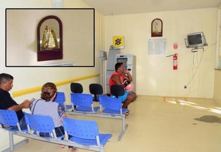 Denunciantes relataram que a imagem foi retirada e em seu lugar foi posto um pilão de madeira; outra representação da santa pintada na parede, na recepção do hospital, foi a única a não ser retirada (Foto: Nilzete Franco/Folha BV)