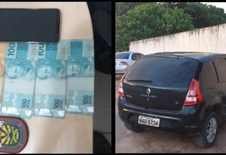 Além do veículo Sandero, a PM recolheu dinheiro supostamente obtido nos assaltos praticados pelo militar e comparsas (Foto: Divulgação)