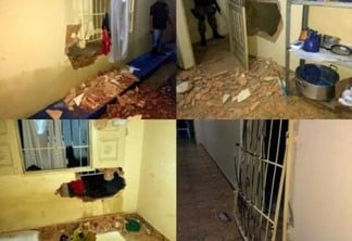 Os internos furaram as paredes de alguns alojamentos para escaparem da unidade (Foto: Divulgação)