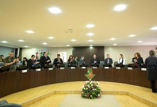 A sessão solene de abertura dos trabalhos no Judiciário foi realizada na manhã desta segunda-feira, dia 3, no Pleno do Palácio da Justiça (Foto: Antônio Diniz)