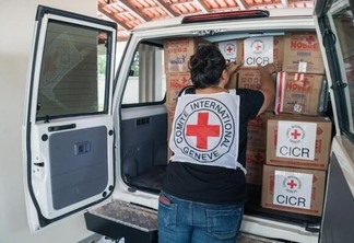 Doações ao Hospital de Campanha da Área de Proteção e Cuidados, em Boa Vista (RR) (Foto: Benjamin Mast/CICV)