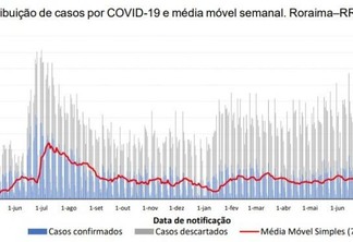 Gráfico da Sesau mostra queda da média móvel de casos (Foto: Reprodução)