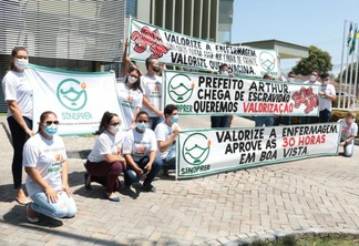 Profissionais da saúde municipal já realizaram protesto cobrando direitos (Foto: Nilzete Franco / FolhaBV)