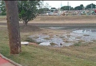 O despejo está ocorrendo no Igarapé Caxangá, afluente do Rio Branco (Foto: Reprodução)