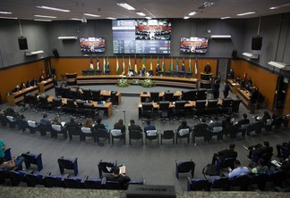 O plenário da Assembleia Legislativa de Roraima durante a votação desta quarta-feira (Foto: Tiago Orihuela/SupCom ALE-RR)