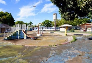 O Parque Aquático conta com uma área de piscinas, pista para caminhadas, além de quadras para práticas de esportes como futebol e voleibol, além de áreas administrativas (Foto: Divulgação)
