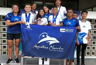 Aquática Marinho fecha com 10 medalhas de prata e 5 de bronze no Troféu Marcelo Larrat. Crédito: Aquática Marinho