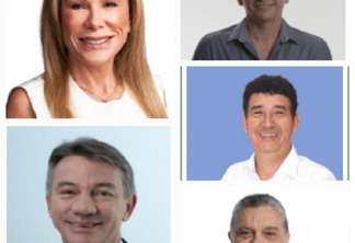 Candidatos ao governo de Roraima: Antonio Denarium, Fábio Almeida, Rudson Leite, Juraci Escurinho e Teresa Surita  - Foto: Reprodução