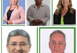 Da esquerda para a direita e de cima para baixo, os candidatos à vice governador: Lia Michelli, Francisco Wapichana, Cristina Burguer, Edilson Damião e Edio Lopes