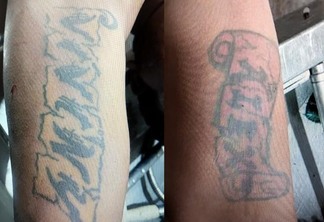 O homem, de cor parda, possui uma tatuagem no braço esquerdo com a palavra “Viviny”, e no braço direito uma tatuagem com o nome “Alex” (Foto: Divulgação)