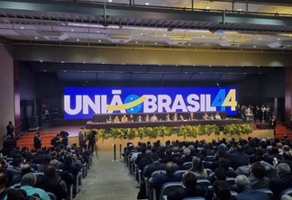 Convenção conjunta entre DEM e PSL, em Brasília, após aprovação da fusão entre os dois partidos — Foto: Wellington Hanna/TV Globo