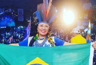 A professora Irisnaide Macuxi durante convenção das eleições 2022 (Foto: Divulgação)