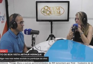Arthur Henrique, prefeito de Boa Vista, em entrevista à jornalista Cida Lacerda, no Quem é Quem - Imagem: Reprodução/Youtube/Rádio Folha FM 100.3
