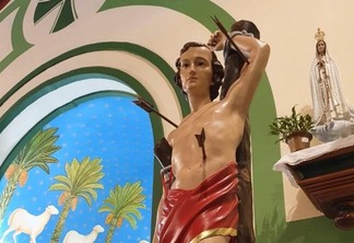 Estátua de São Sebastião na igreja do santo, no Centro de Boa Vista (Foto: Divulgação)