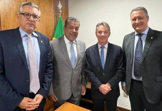 Antonio Denarium e Hiran Gonçalves com ministros Rui Costa e Alexandre Padilha (Foto: Divulgação)