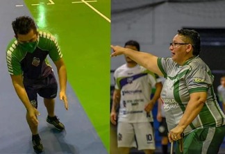 Duelo de treinadores "gurus" do futsal local; Rodrigo Viana e Daiana Lima. (Foto: divulgação e Hélio Garcias)