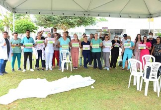 Profissionais da Enfermagem durante protesto em que cobra novo piso salarial (Foto: Nilzete Franco/FolhaBV)