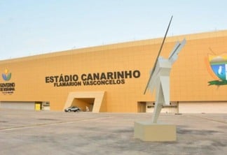 A fachada do estádio Flamarion Vasconcelos, o Canarinho, em Boa Vista (Foto: Charles Bispo/Secom-RR)