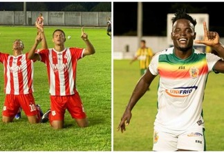 Jogadores do Náutico festejam segundo gol; Blaise comemora gol da vitória do Real (Fotos: Lucas Luckezie/FolhaBV e Reynesson Damasceno/Real)